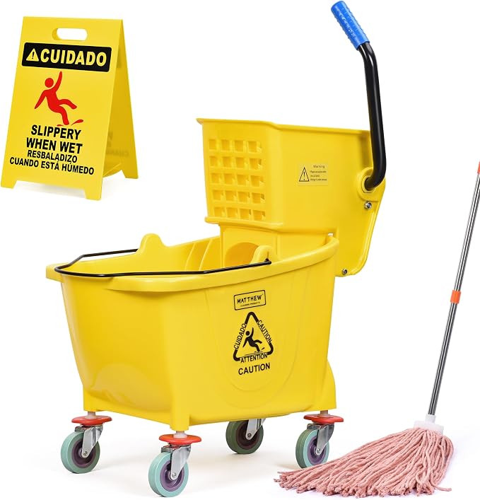 Matthew Cleaning 34 Quart Commercial Mop Bucket INCL.Wet String Mop by MATTHEWCLEANINGPRODUCTS