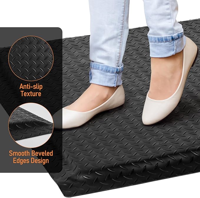 Anti Fatigue Mats Industrial 3' x 7' 15/16" Thick Ergonomic Standing Mat Commercial Kitchen Mat Heavy Duty Diamond Plate Cushioned Shop Floor Mats Helps Relieve Back and Leg Soreness