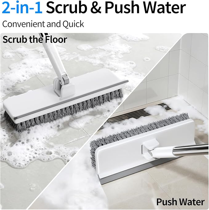 Floor Scrub Brush with 55" Long Handle, 2-in-1 Floor Brush with Built-in - Image 3