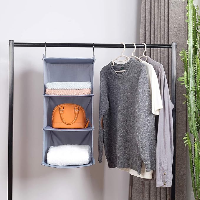 Hanging Closet Organizer 3-Shelf, Oxford Fabric Wardrobe Storage, shoes & - Image 2