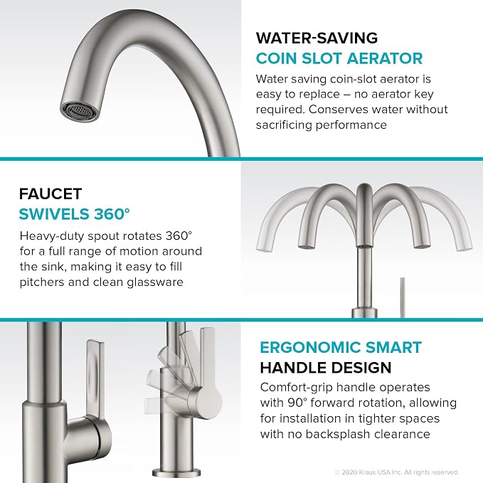 KRAUS Oletto Single Handle Kitchen Bar Faucet in Brushed Brass, KPF-2822BB - Image 3