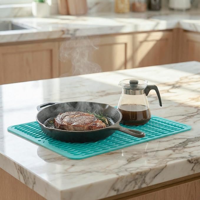 MicoYang Silicone Dish Drying Mat — Quick-Dry Ridges Counter & Sink Pad - Image 8