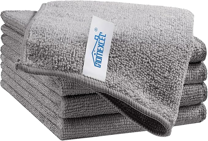 HOMEXCEL Grey Cleaning Rags 5 Pack, Highly Absorbent Microfiber Cleaning Cloth by HOMEXCEL