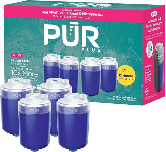 PUR Plus Faucet Mount Replacement Filter 4-Pack, Genuine PUR Water Filter by PUR