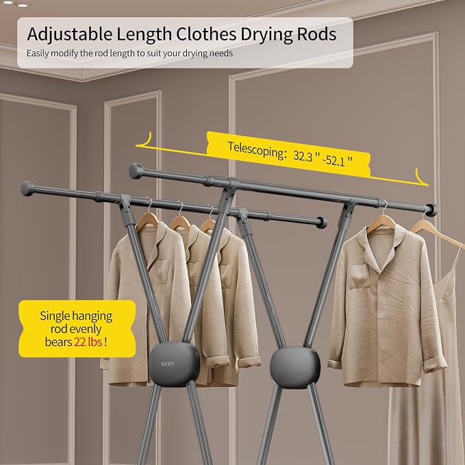 BIREN Clothes Drying Rack Heavy Duty Clothing Racks Foldable Laundry Rack Two - Image 3