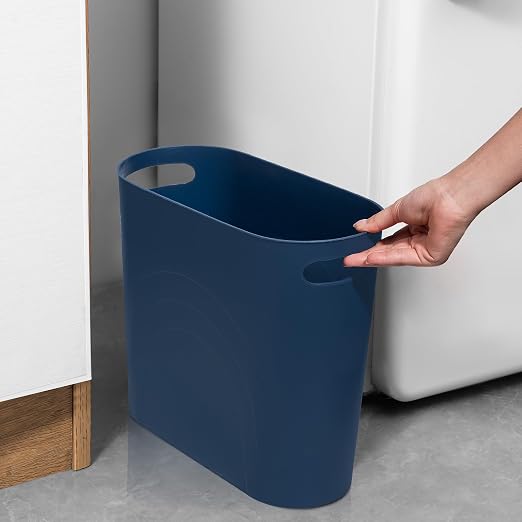 rejomiik Small Bathroom Trash Can, 3.5 Gallon Slim Garbage Can, 2 Pack Navy | - Image 2