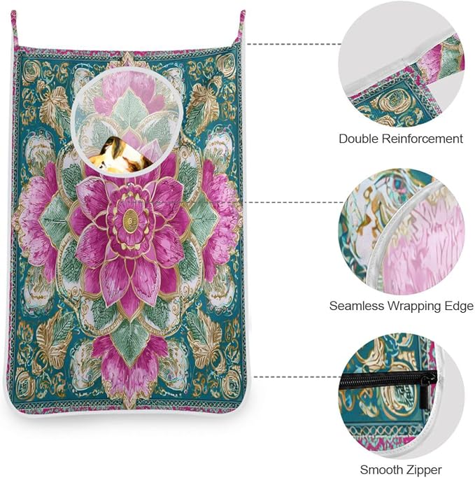 1PC Hanging Laundry Hamper Bag Over the Door Laundry Hamper Wall Hamper Large - Image 6