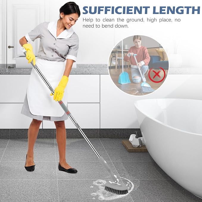 SetSail Tile Tub Scrubber Brush 3-in-1 Long Handle Shower Scrubber, 180° - Image 7