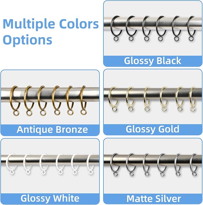 Curtain Rings with Eyelets, 48 Pack Metal Drapery Rings - Image 9
