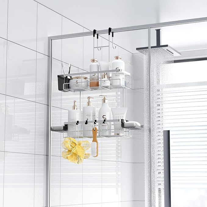 Aitatty Over the Door Hanging Shower Caddy: No Drill Rustproof Shower Rack - Image 6