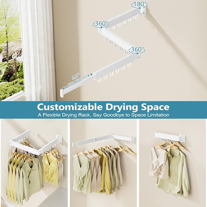 Clothes Drying Rack Wall Mounted, Space-Saving Drying Rack Clothing, - Image 5