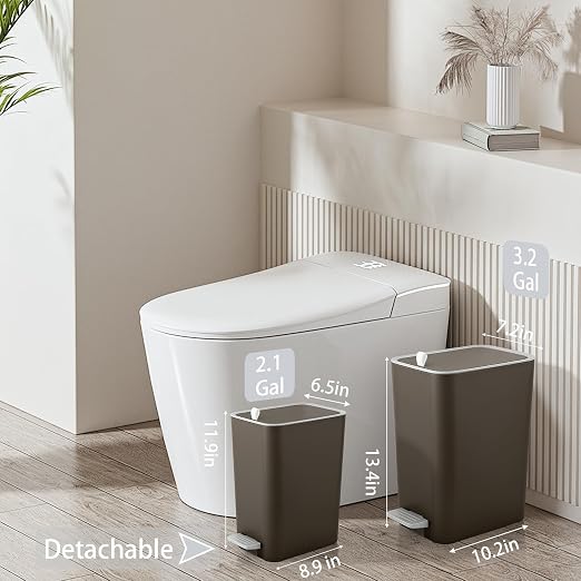 Small Bathroom Trash Can with Lid, 2.1 Gallon Slim Step Trash Can, Narrow - Image 2