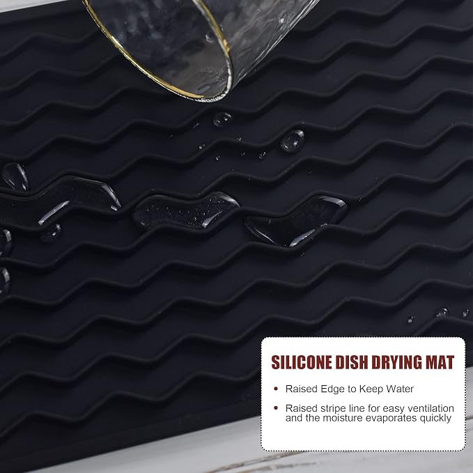 Silicone Dish Drying Mat, Non-Slip Easy Clean Sink Mat, Translucent, Large - Image 6