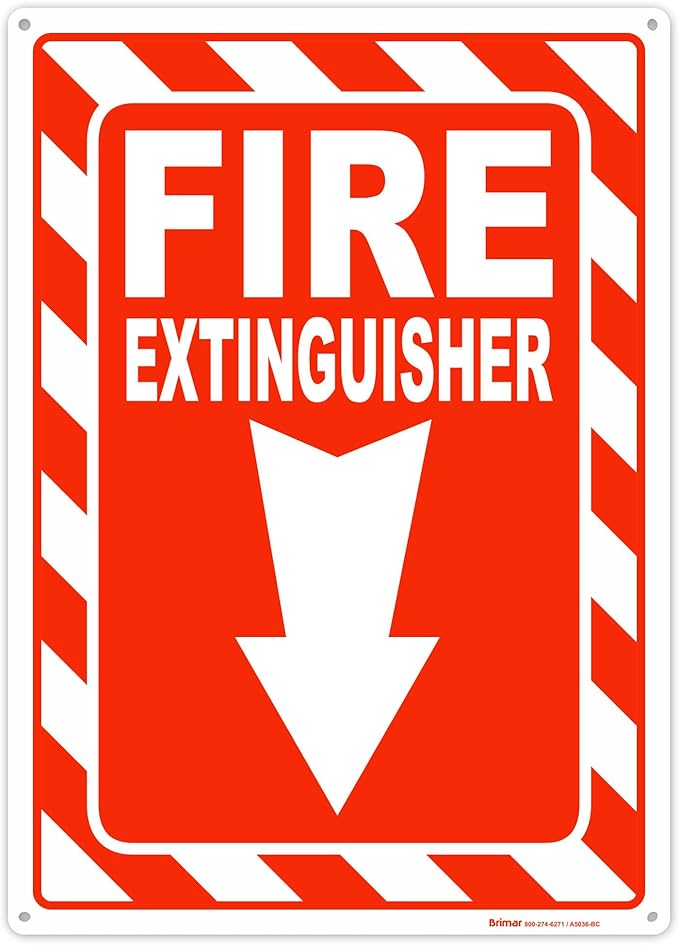 Brimar - 10" x 14" - Fire Extinguisher Sign - Polyethylene Plastic - Safety Promotion - High Visibility