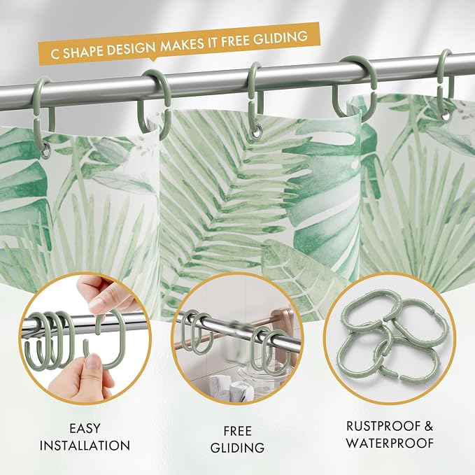 Amazer Shower Curtain Hooks Rings, Plastic Shower Curtain Hooks - Image 2