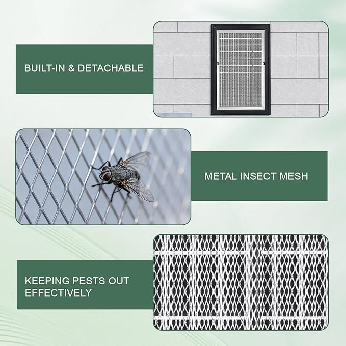 14"x20" Aluminum Gable Vent,Filter Screen for Removable,Never Rust, Heat Dissipation & Condensation Prevention,Ideal for Shed, Attic, Wall, Door & Shipping Container-Vent Opening: 12" x 18"