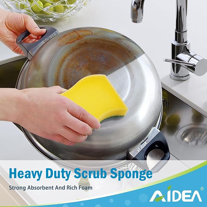AIDEA Sponges Kitchen, 50-PK Heavy Duty Dish Sponge Kitchen, Scrub Sponges | - Image 5