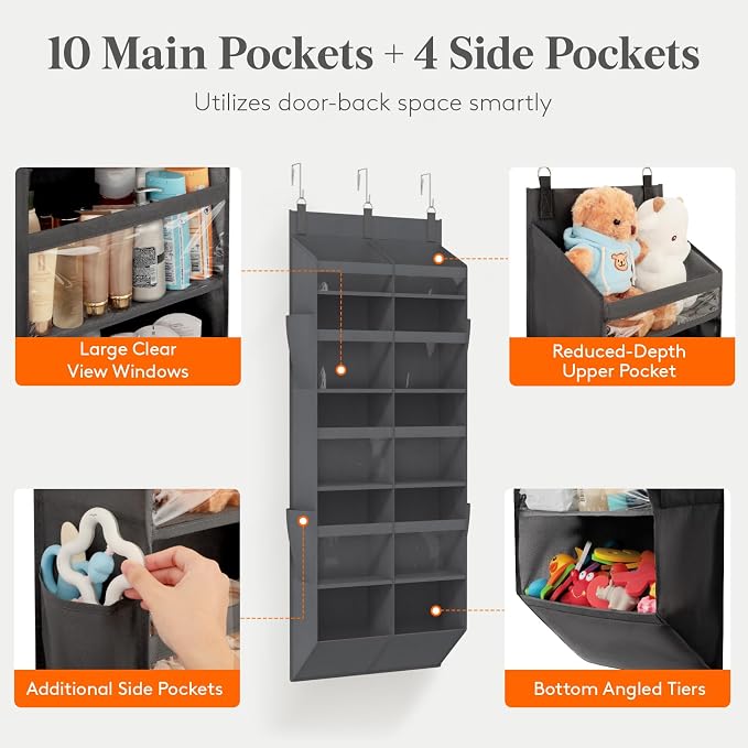 Lifewit 1 Pack Over the Door Organizer, 10 Section Clear Window Hanging Storage - Image 3