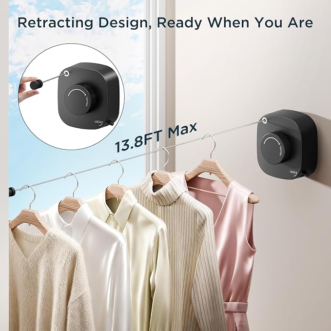 FORIOUS 13.8 Ft Retractable Clothesline, Non-Sagging - Image 2