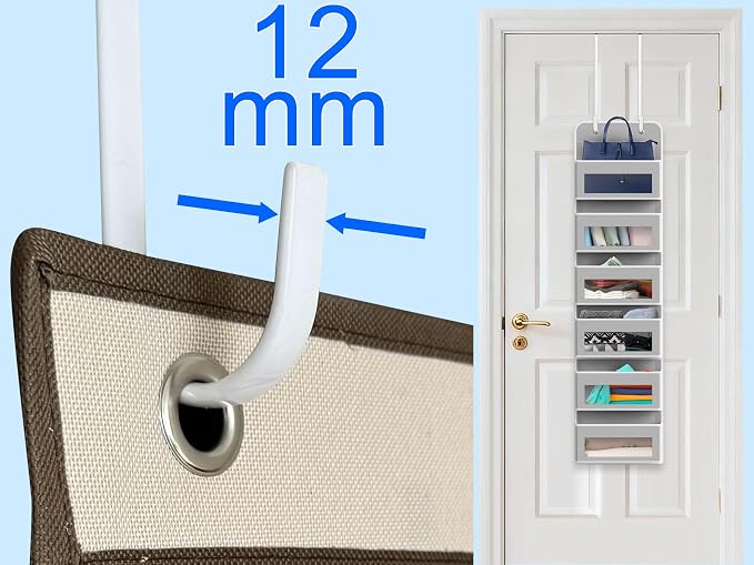 Single Long Over Door Steel Hooks 4 Pack Fit 1-3/8" Door 12" White | Plastic - Image 3