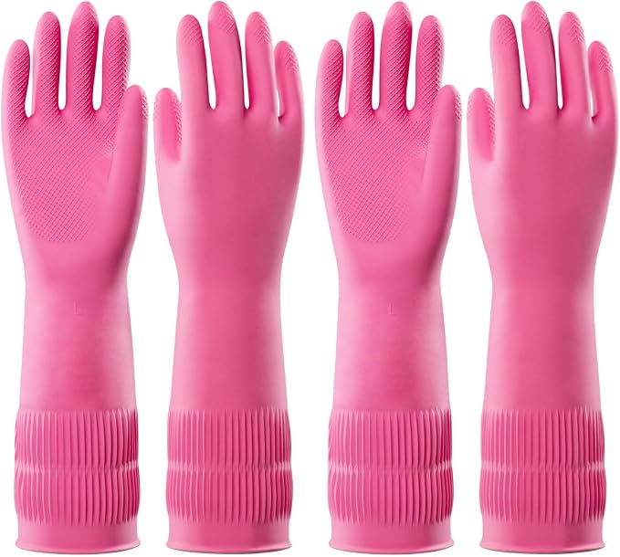 PACIFIC PPE Reusable Natural Latex Dishwashing Cleaning Gloves, 2 Pairs | by PACIFICPPE