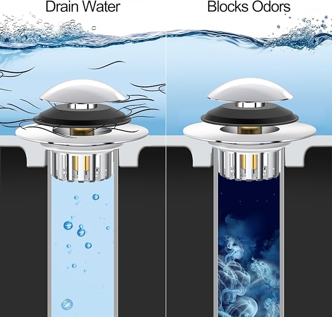 Tub Stopper, Bathtub Drain Stopper, Bathroom Sink Stopper, Pop-up Drain Stopper, Bathroom Drain Plug, Bathtub Drain Stopper, Bathtub Plug for 1-1/2 to 1-3/4" Bath Drain Hole, Easy to Install & Clean