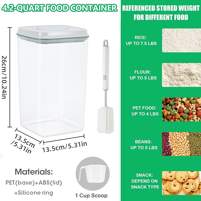4.2 Qt Airtight Flour Rice Storage Container - Image 3