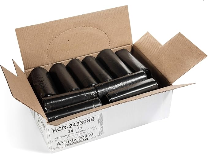 Aluf Plastics 16 Gal Black Trash Bags, 8 Micron, Industrial, Commercial - Image 2