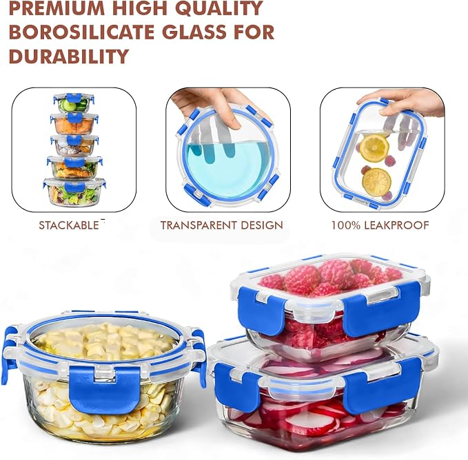 Razab 30 PC Glass Food Storage Containers - Image 7