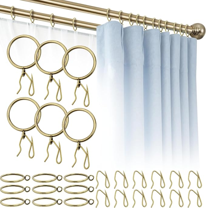 80 Pcs Curtain Rings and Hooks 1.52 Inch by Conamei