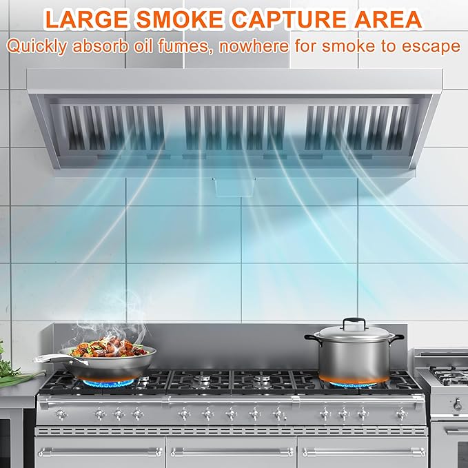 Food Truck Low Profile Exhaust Hood System Includes a 5FT Commercial Kitchen Exhaust Hood and an 0.25HP Restaurant Hood Grease Rated Roof Exhaust Fan