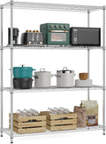 5-Shelf Storage Shelves,Wire Shelving Heavy Duty Metal Storage Shelving Unit Adjustable Garage Shelving Rack Pantry Kitchen (Chrome, 4 Tier,15.8" D x 45.3" W x 59.4" H)