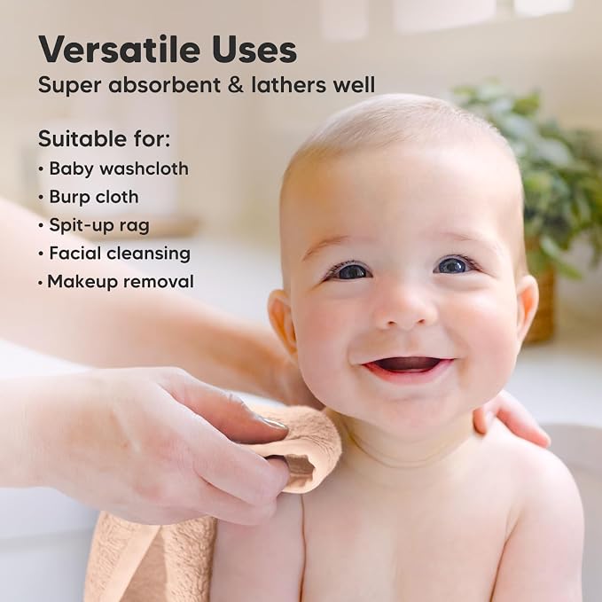 6-Pack Baby Washcloths, Soft Absorbent Washcloths - Image 6