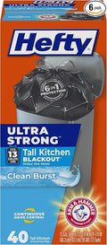 Hefty Ultra Strong Trash Bags 13 Gallon Black | Tall Kitchen | Drawstring by Hefty