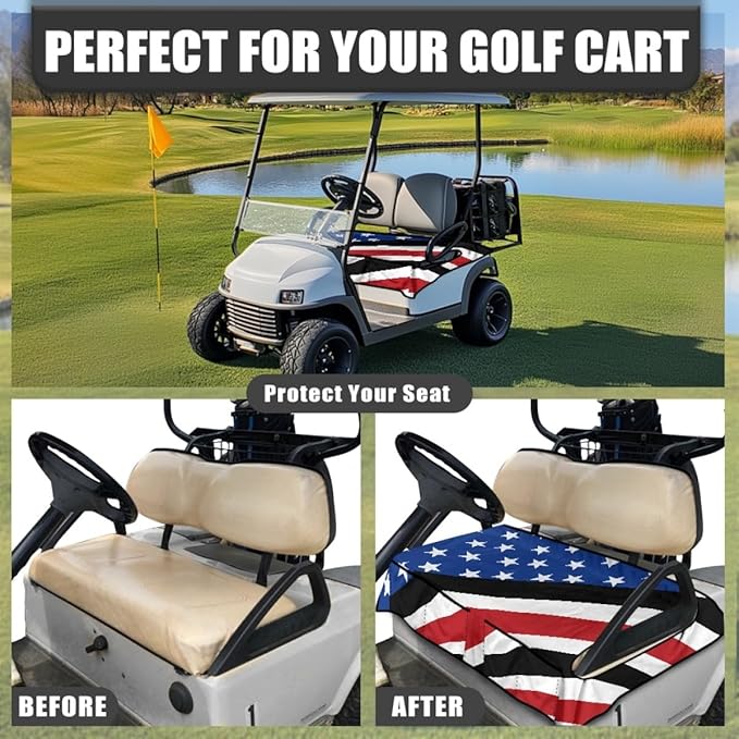 Golf Cart Seat Cover Cushion with Comfortable Microfiber Fabric and Waterproof Protection for Golf Courses and Communities
