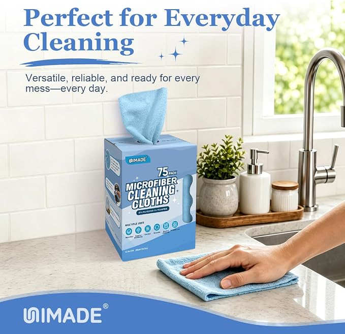UNIMADE Microfiber Cleaning Cloth, 75 Sheets Microfiber Towels - Image 5