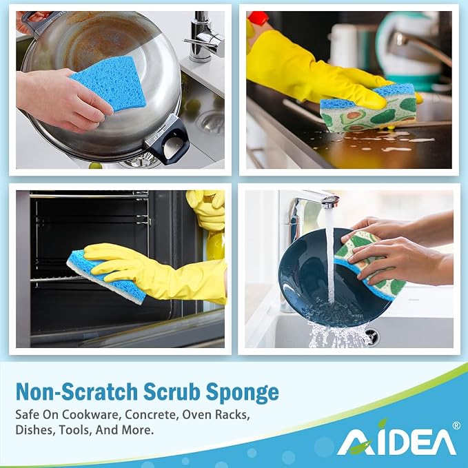 AIDEA Sponges Kitchen, Non-Scratch Scrub Sponge-6Count | Sponges - Image 4