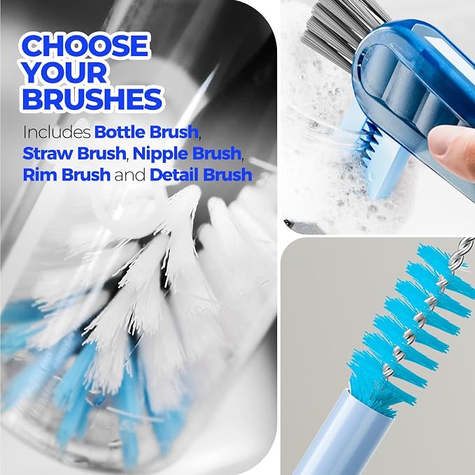Holikme 6 Pack Bottle Brush 14" Stainless Steel Straw Cleaner Brush, 3 Straw - Image 5