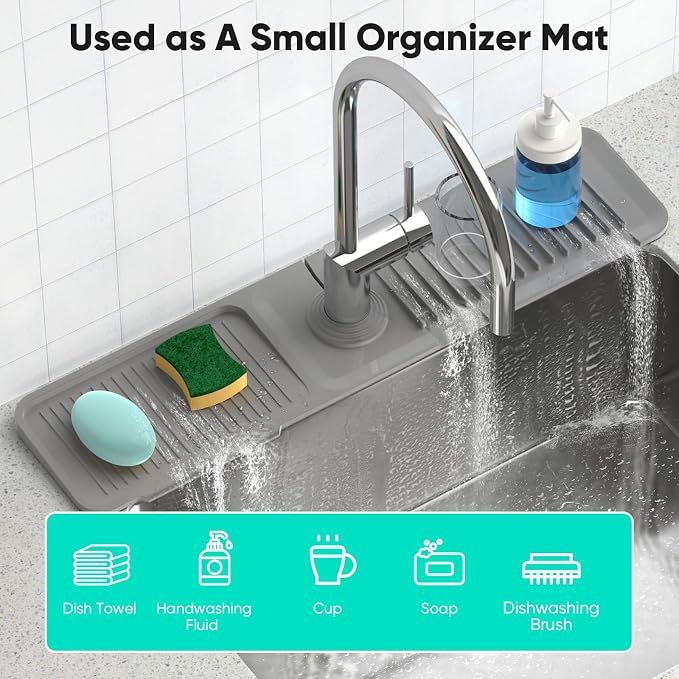 24 Inch Longer Faucet Mat for Kitchen SinkBathroom Kitchen Sink Splash Guard - Image 6