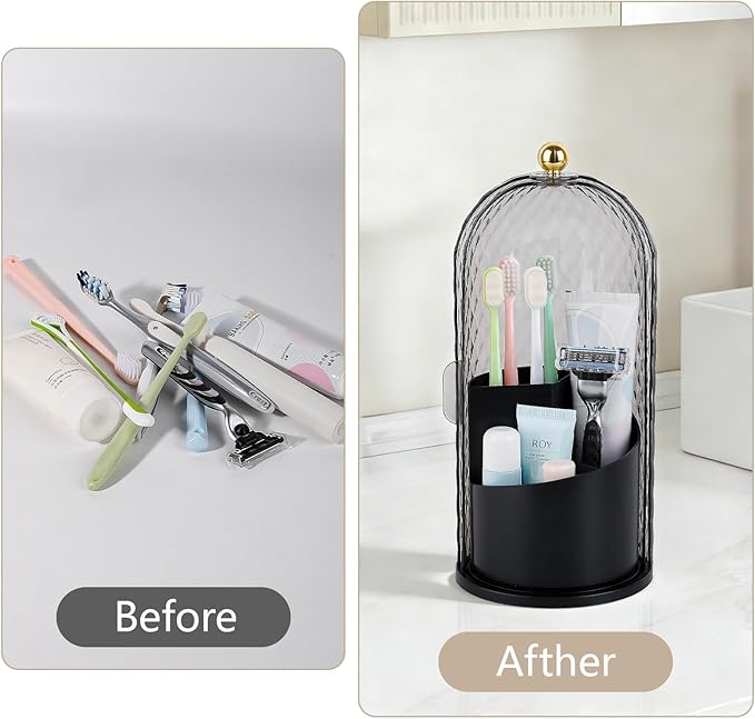 Toothbrush Holder with Cover for Bathroom Countertop, Toothpaste, Self Draining - Image 6
