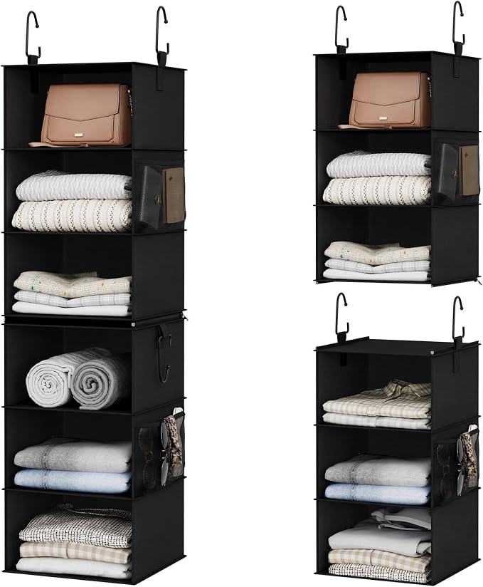 StorageWorks Hanging Closet Organizer 6-Shelf, Separable Two 3 Shelf Closet by StorageWorks