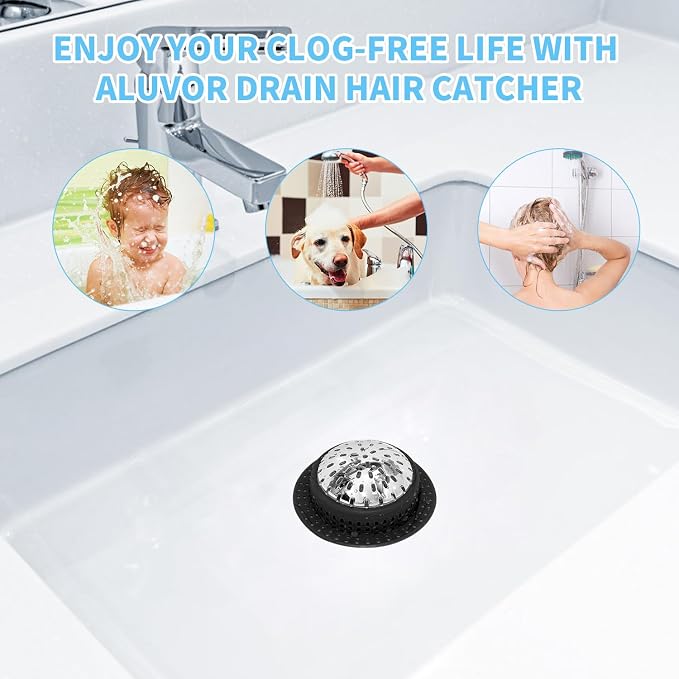 Aluvor Bathtub Drain Hair Catcher Shower Drain Cover Sink Drain Protector | - Image 6