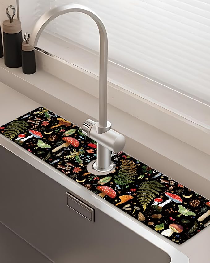 Patterned Sink Faucet Mat Kitchen Splash Guard Super Absorbent Drying Mat by BnhjsdwTablecloth