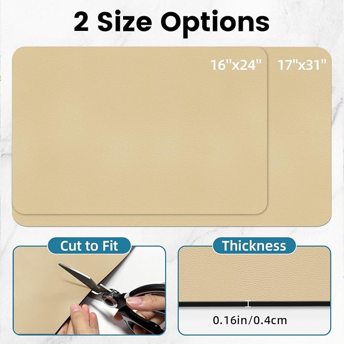 PoYang 24x16 Inch Coffee Mat, Large Dish Drying Mat, Creamy Beige | Quickly - Image 3