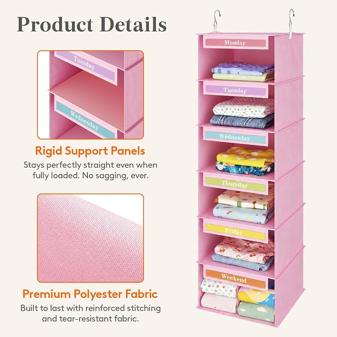 Lifewit 6 Shelf Weekly Hanging Clothes Storage Organizer - Image 2