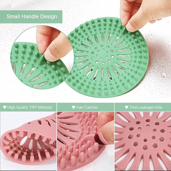 Shower Drain Hair Catcher, Bathroom Sink Drain Strainers, Durable Silicone Hair - Image 3