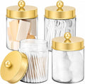 Amolliar Acrylic Apothecary Jar Bathroom Qtip Holder Gold 4 Pack by Amolliar