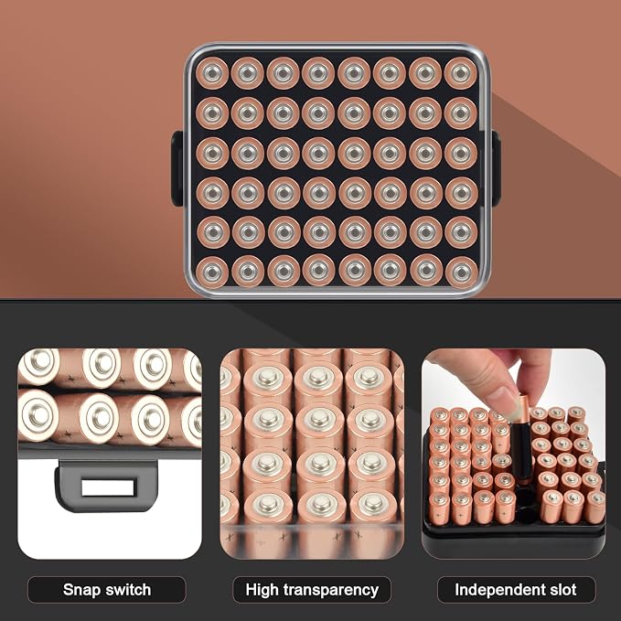 ALCYON Clear Plastic Battery Organizer Storage Case - Image 2