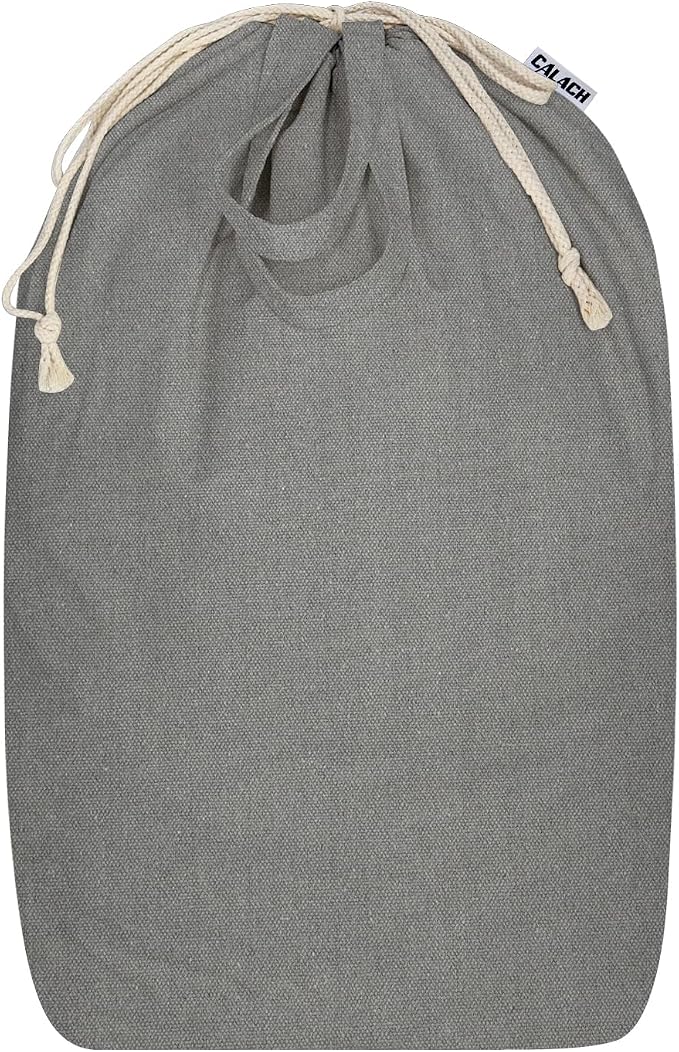Canvas Laundry Bag with Handles & Square Base, 13.8"Wx13.8"Dx27.6"H by CALACH