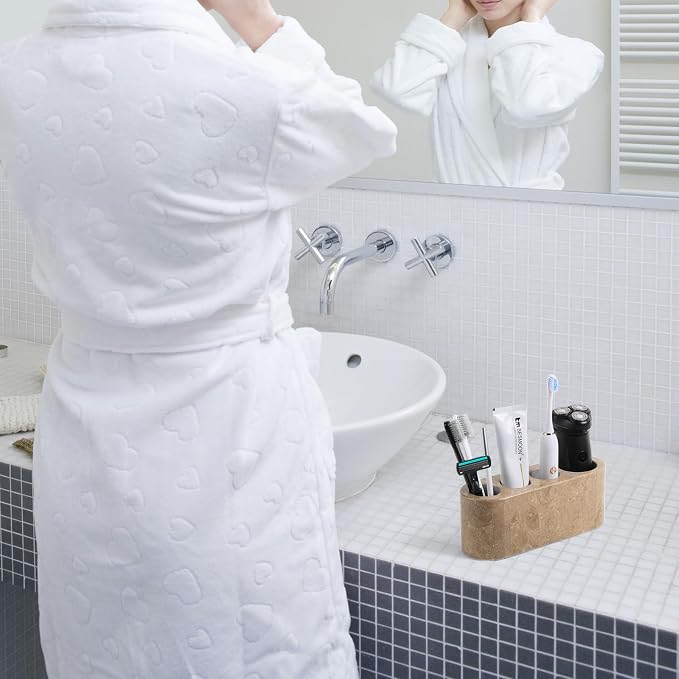 Toothbrush Holder for Bathrooms, 4-Slots Marble Toothbrush and Toothpaste - Image 3